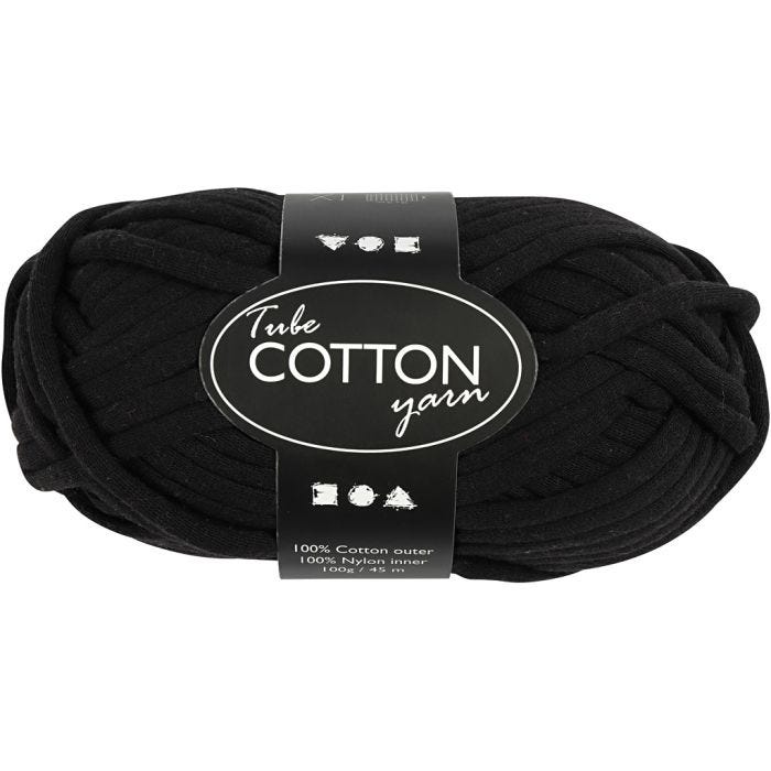 Filo tubolare in cotone, 45 M, nero, 100g/ 1 gom.