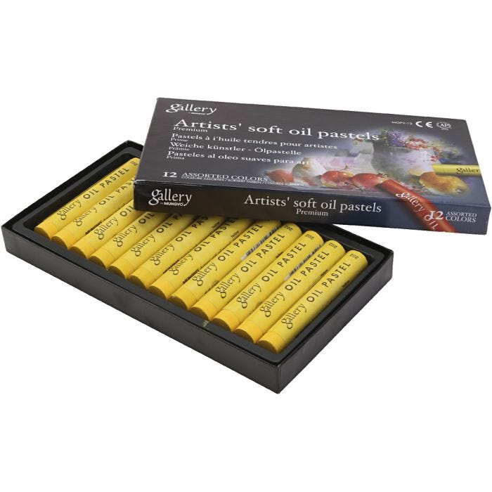 Pastelli a olio Gallery, L: 7 cm, diam 11 mm, spess. 11 mm, giallo, 12 pz/ 1 conf.