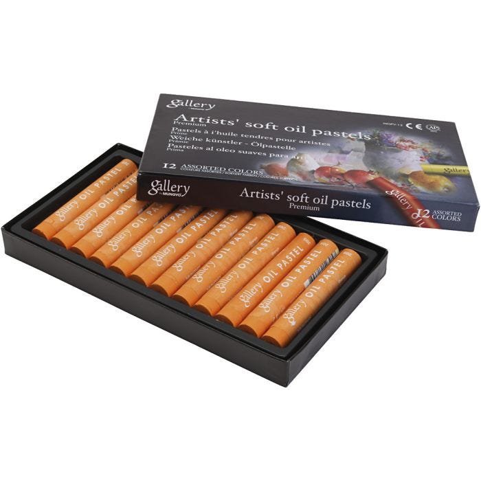 Pastelli a olio Gallery, L: 7 cm, diam 11 mm, spess. 11 mm, arancio, 12 pz/ 1 conf.