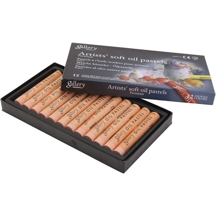 Pastelli a olio Gallery, L: 7 cm, diam 11 mm, spess. 11 mm, salmone, 12 pz/ 1 conf.