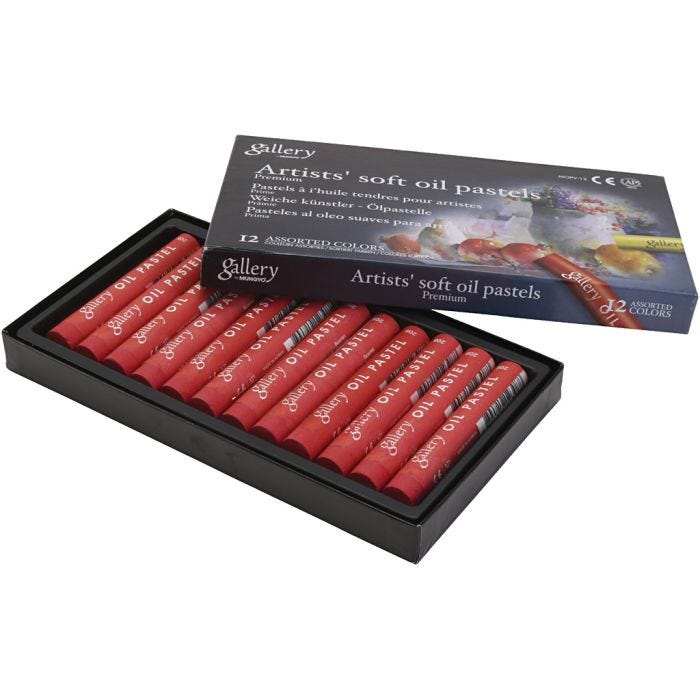 Pastelli a olio Gallery, L: 7 cm, diam 11 mm, spess. 11 mm, scarlatto, 12 pz/ 1 conf.