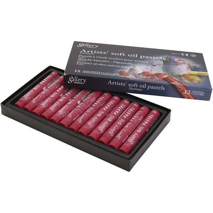 Pastelli a olio Gallery, L: 7 cm, diam 11 mm, spess. 11 mm, rosso carmine, 12 pz/ 1 conf.