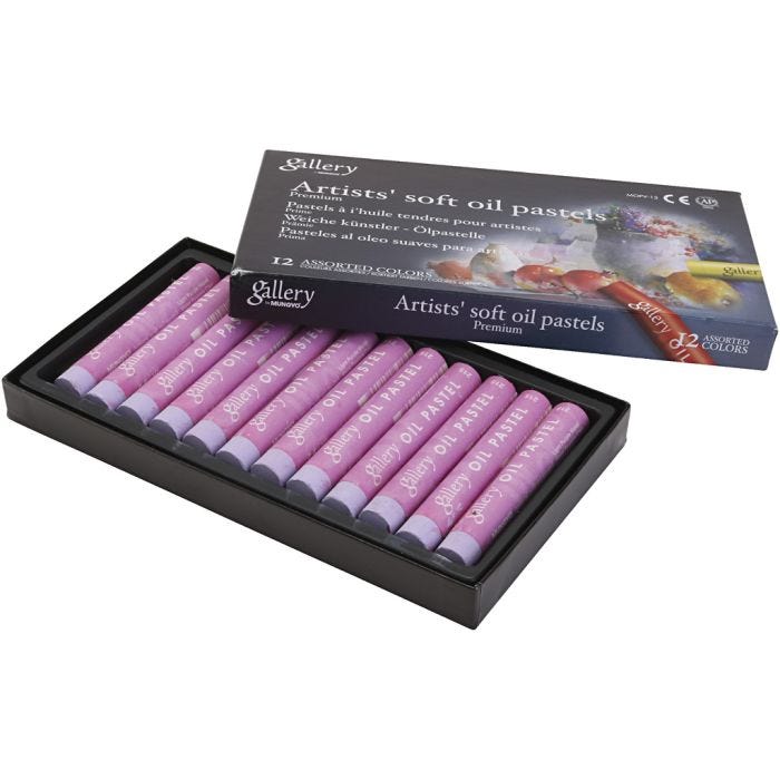 Pastelli a olio Gallery, L: 7 cm, diam 11 mm, spess. 11 mm, lilla chiaro, 12 pz/ 1 conf.