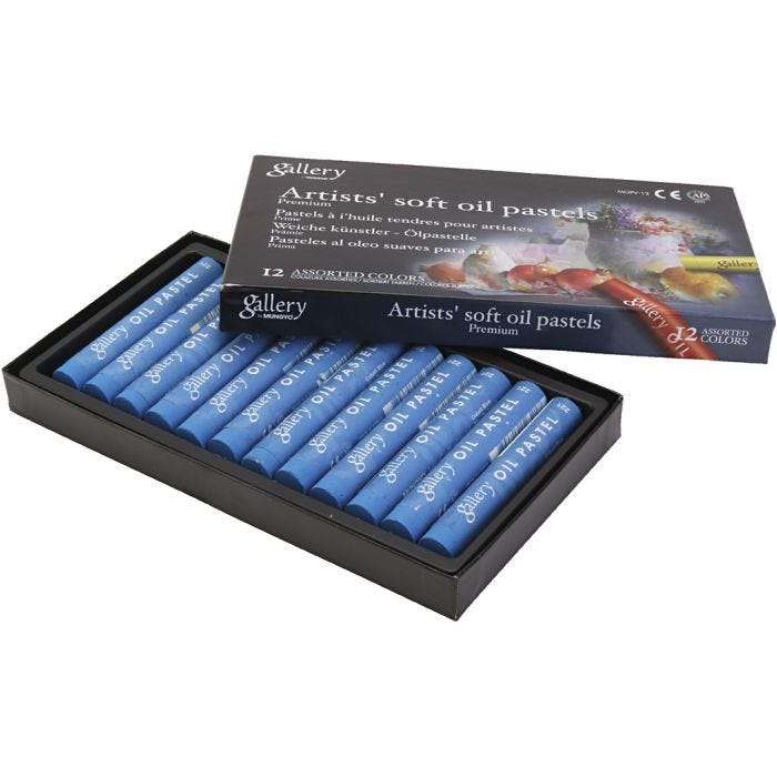 Pastelli a olio Gallery, L: 7 cm, diam 11 mm, spess. 11 mm, blu cobalto, 12 pz/ 1 conf.