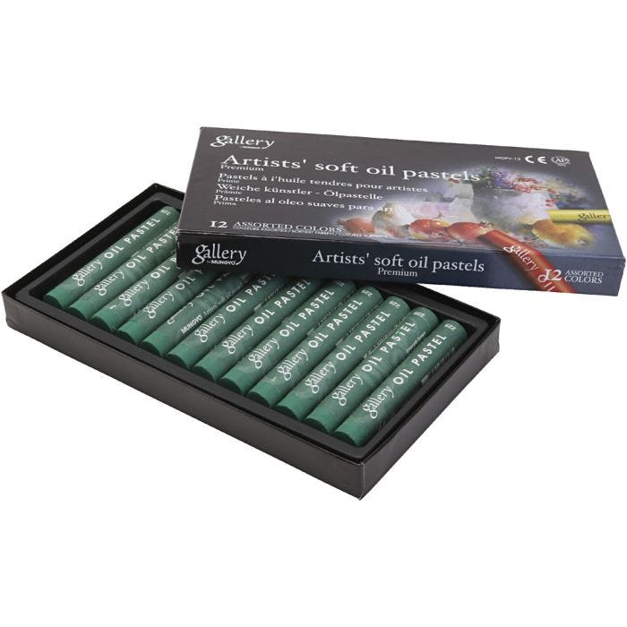 Pastelli a olio Gallery, L: 7 cm, diam 11 mm, spess. 11 mm, verde smeraldo, 12 pz/ 1 conf.