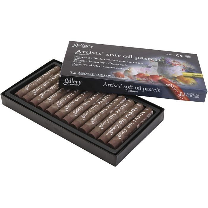 Pastelli a olio Gallery, L: 7 cm, diam 11 mm, spess. 11 mm, marrone, 12 pz/ 1 conf.