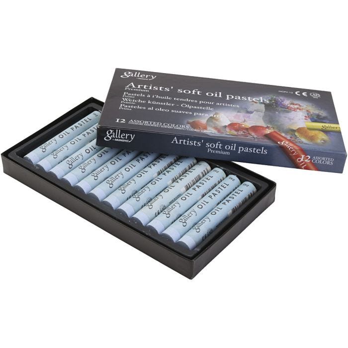 Pastelli a olio Gallery, L: 7 cm, diam 11 mm, spess. 11 mm, grigio chiaro, 12 pz/ 1 conf.