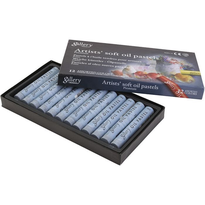 Pastelli a olio Gallery, L: 7 cm, diam 11 mm, spess. 11 mm, grigio, 12 pz/ 1 conf.