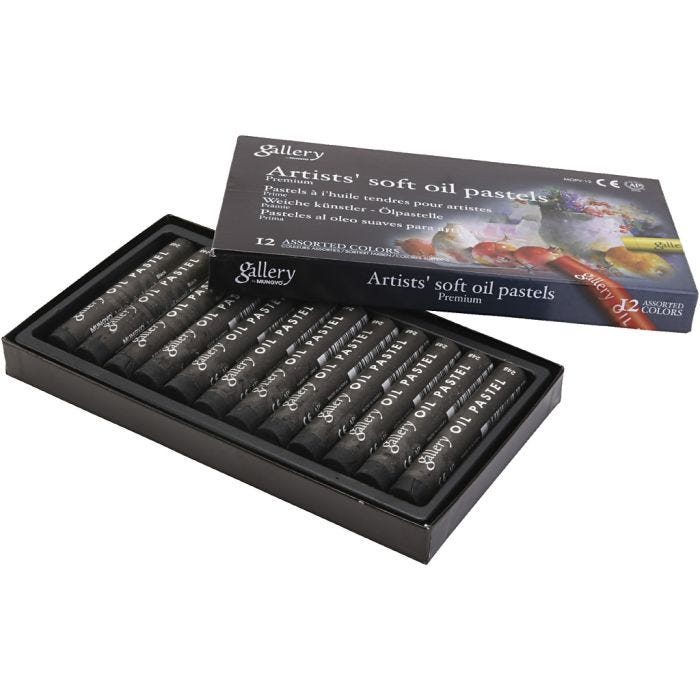 Pastelli a olio Gallery, L: 7 cm, diam 11 mm, spess. 11 mm, nero, 12 pz/ 1 conf.