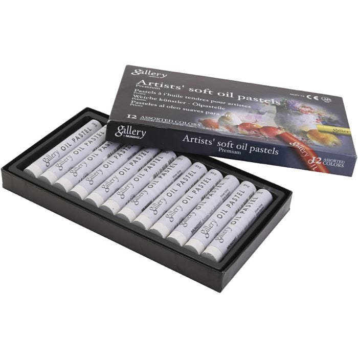 Pastelli a olio Gallery, L: 7 cm, diam 11 mm, spess. 11 mm, grigio metallo, 12 pz/ 1 conf.