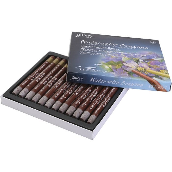 Pastelli acquerellabili, marrone scuro, 12 pz/ 1 conf.