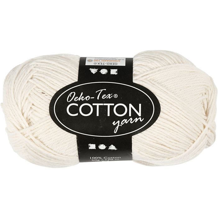Filato di cotone, dim. 8/4, L: 170 M, avorio, 50 g/ 1 gom.