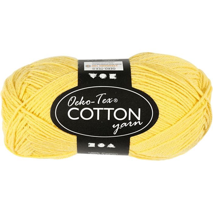 Filato di cotone, dim. 8/4, L: 170 M, giallo, 50 g/ 1 gom.