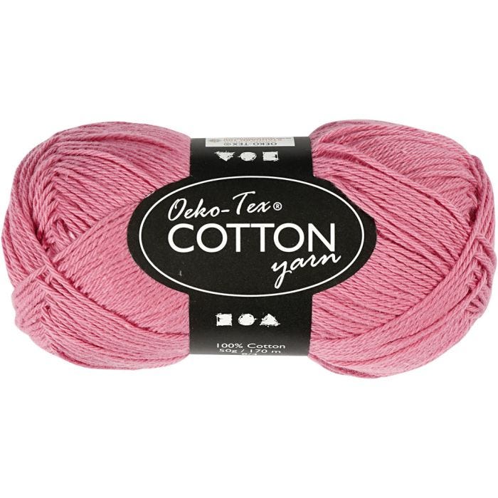 Filato di cotone, dim. 8/4, L: 170 M, rosato scuro, 50 g/ 1 gom.