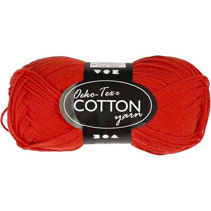 Filato di cotone, dim. 8/4, L: 170 M, rosso, 50 g/ 1 gom.