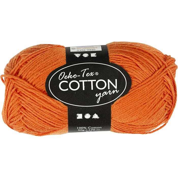 Filato di cotone, dim. 8/4, L: 170 M, arancio, 50 g/ 1 gom.