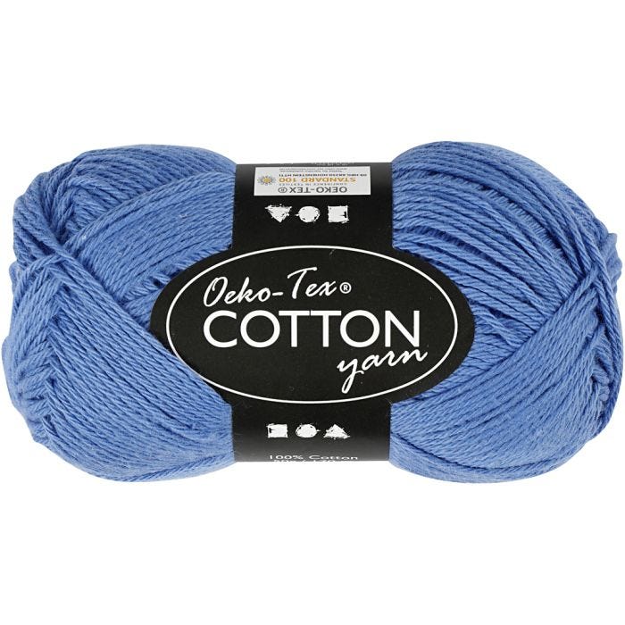 Filato in cotone, 8/4, L: 170 M, blu, 50g/ 1 gom.