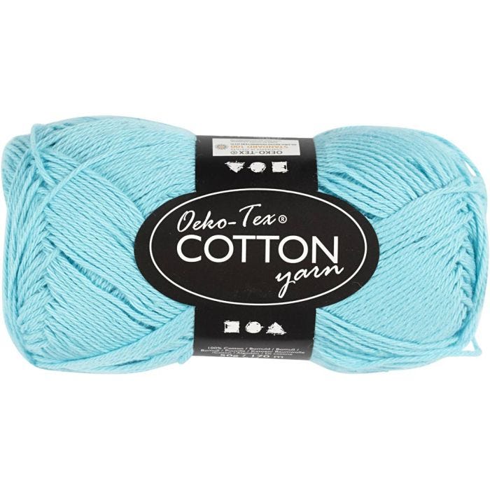 Filato di cotone, dim. 8/4, L: 170 M, turchese, 50 g/ 1 gom.
