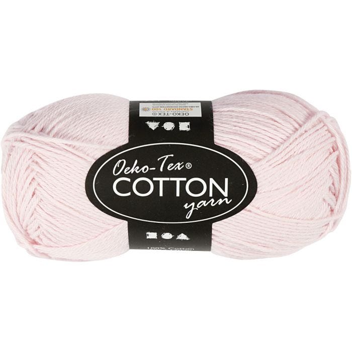Filato di cotone, dim. 8/4, L: 170 M, rosa pallido, 50 g/ 1 gom.