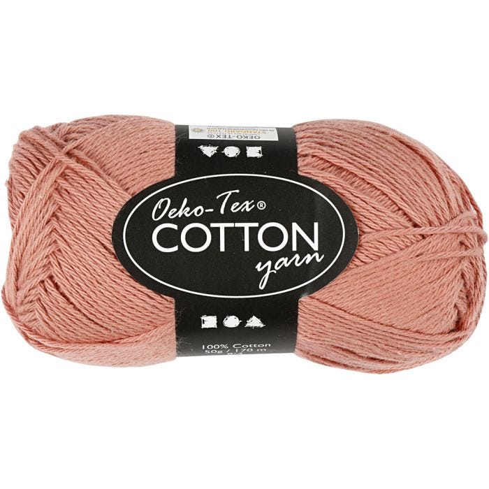 Filato di cotone, dim. 8/4, L: 170 M, rosa antico, 50 g/ 1 gom.