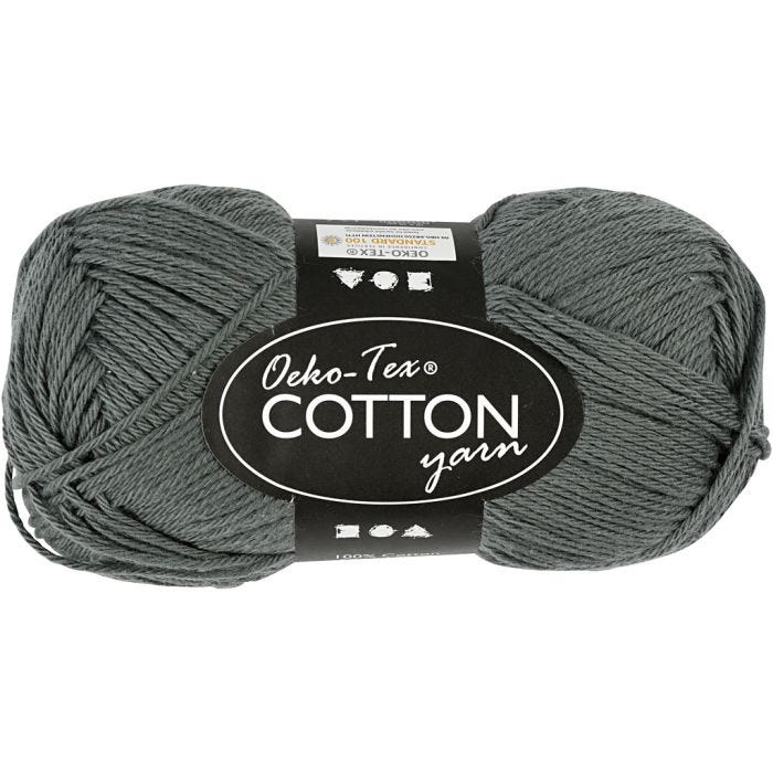 Filato di cotone, dim. 8/4, L: 170 M, grigio, 50 g/ 1 gom.