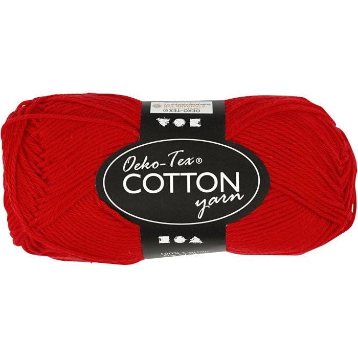 Filato di cotone, dim. 8/4, L: 170 M, rosso scuro, 50 g/ 1 gom.