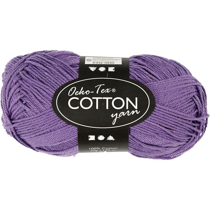 Filato di cotone, dim. 8/4, L: 170 M, viola, 50 g/ 1 gom.