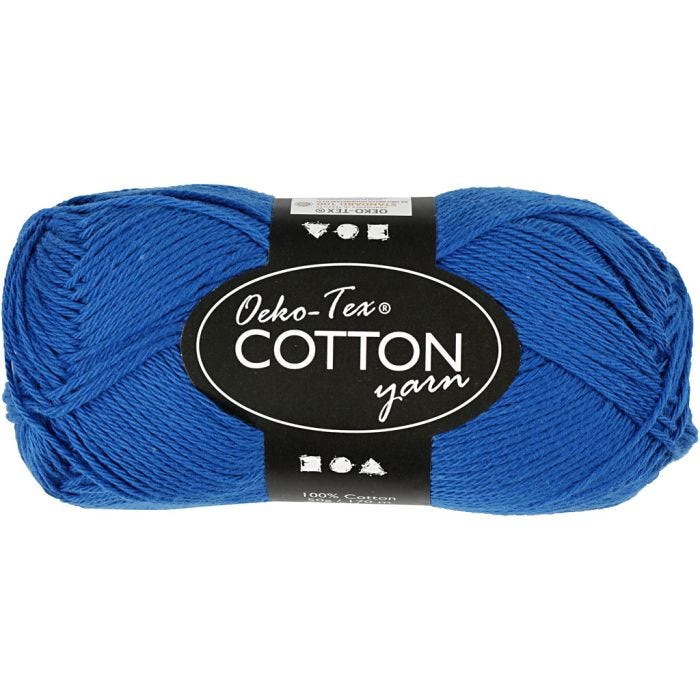Filato di cotone, dim. 8/4, L: 170 M, blu cobalto, 50 g/ 1 gom.