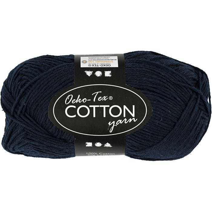 Filato di cotone, dim. 8/4, L: 170 M, blu scuro, 50 g/ 1 gom.