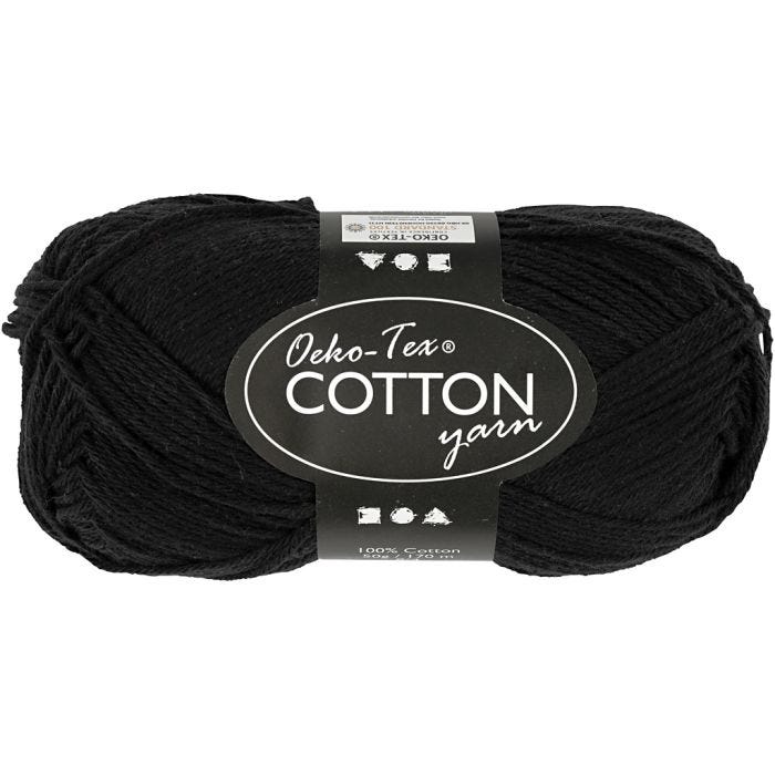 Filato di cotone, dim. 8/4, L: 170 M, nero, 50 g/ 1 gom.