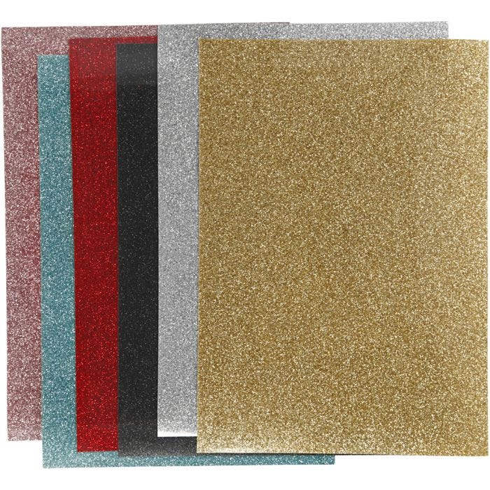Pellicola da stirare, foglio 148x210 mm, glitter, colori asst., 6 fgl./ 1 conf.