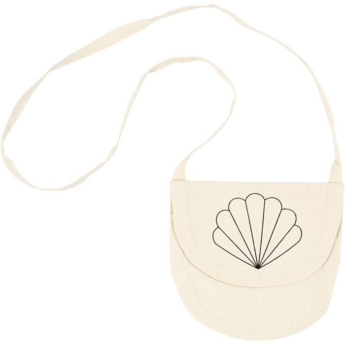 Borsa a tracolla, conchiglia, misura 15x14 cm, 110 g, natural chiaro, 1 pz