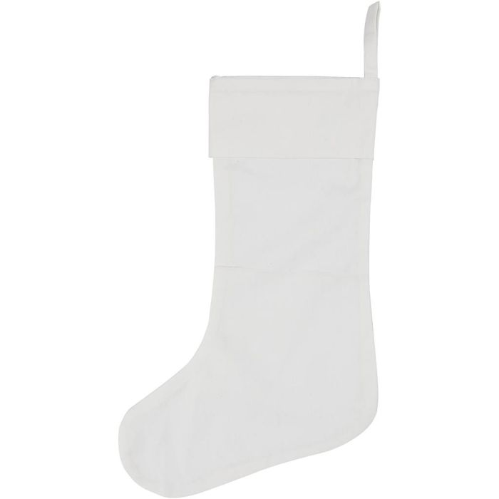 Calza di Natale, H: 40 cm, L: 26 cm, 210 g, bianco, 12 pz/ 1 conf.