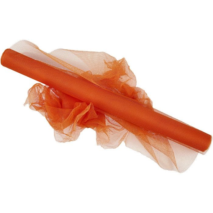 Tulle, L: 50 cm, arancio, 5 m/ 1 rot.