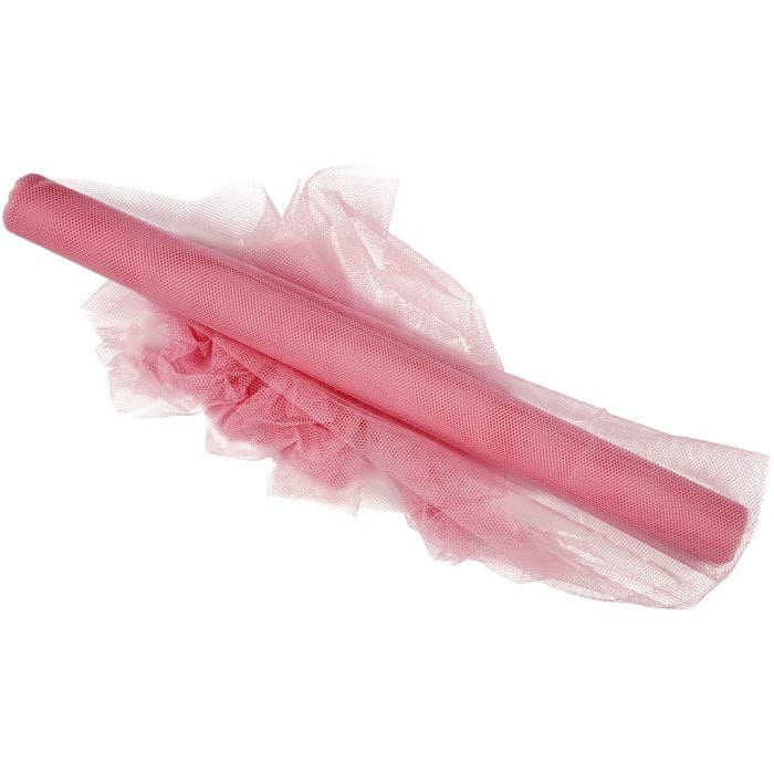 Tulle, L: 50 cm, rosato, 5 m/ 1 rot.