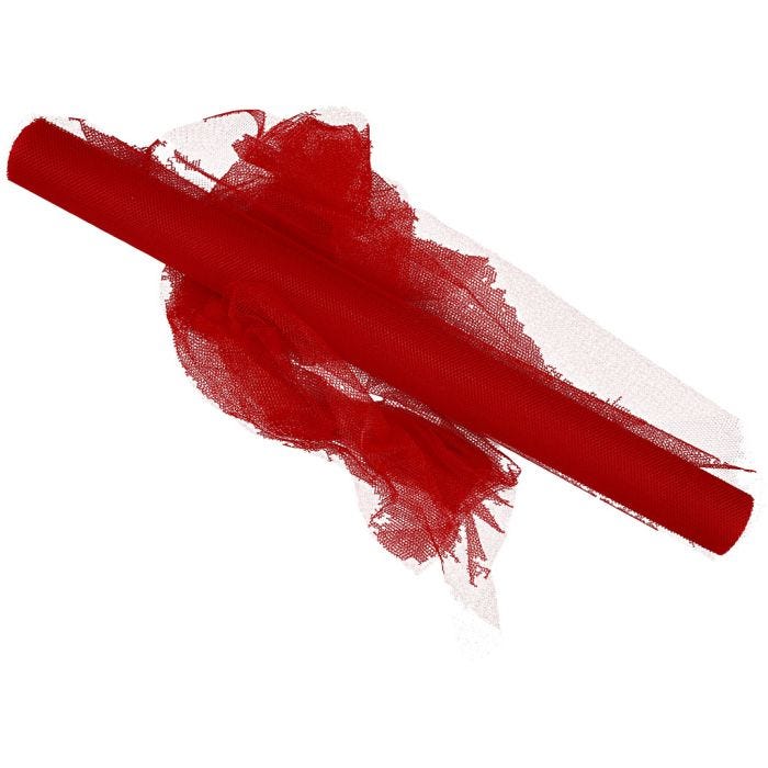 Tulle, L: 50 cm, rosso, 5 m/ 1 rot.
