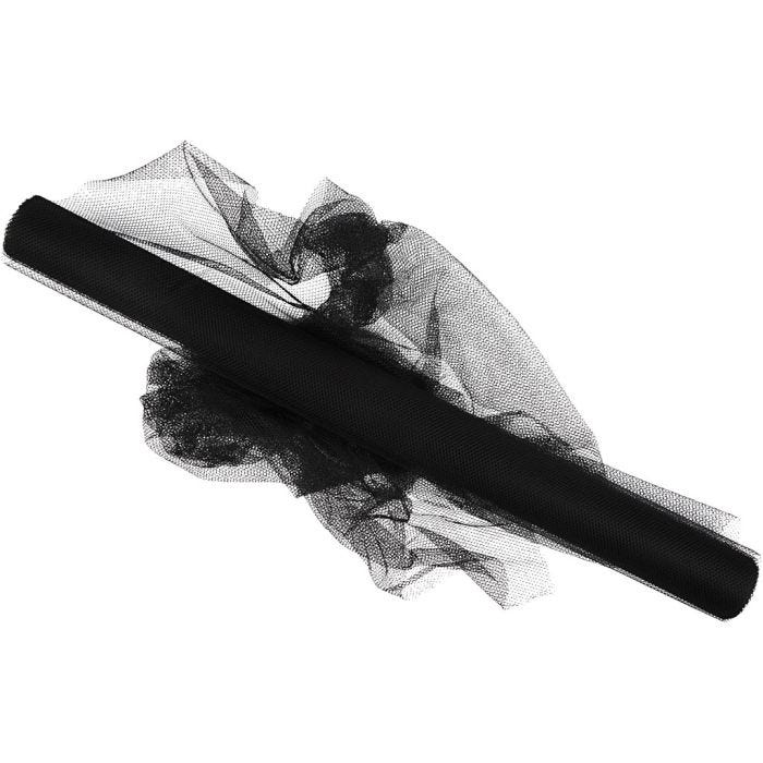 Tulle, L: 50 cm, nero, 5 m/ 1 rot.