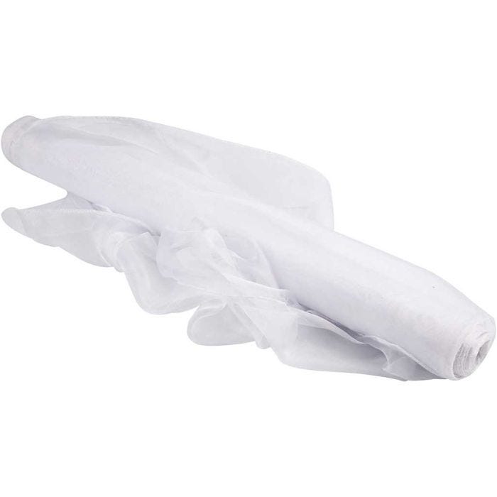 Tessuto organza, L: 50 cm, bianco, 10 m/ 1 rot.
