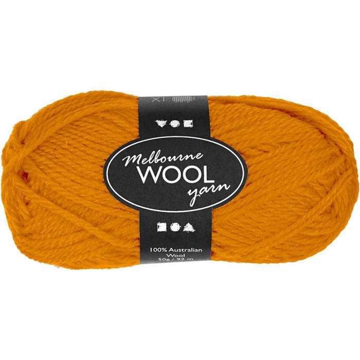 Filato di lana Melbourne, L: 92 M, ocra, 50 g/ 1 gom.