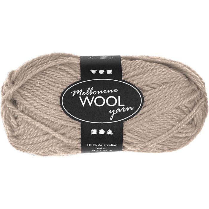 Filato di lana Melbourne, L: 92 M, beige, 50 g/ 1 gom.