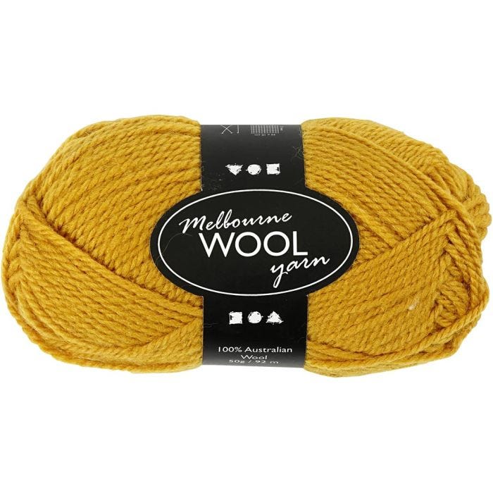 Filato di lana Melbourne, L: 92 M, giallo scuro, 50 g/ 1 gom.