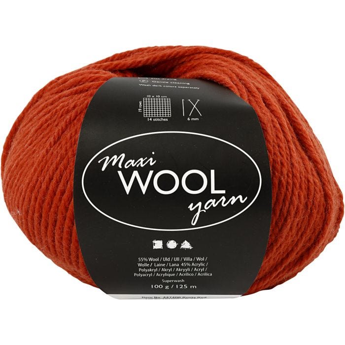 Filato, L: 125 M, rosso ruggine, 100 g/ 1 gom.
