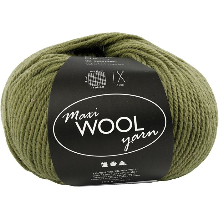Filato, L: 125 M, verde oliva, 100 g/ 1 gom.