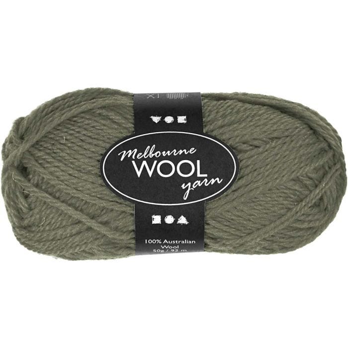 Filato di lana Melbourne, L: 92 M, verde scuro, 50 g/ 1 gom.