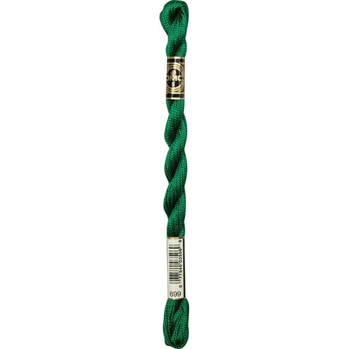 Filato per perline DMC, dim. 5, verde (699), 300 m, 12x25 m/ 1 conf.