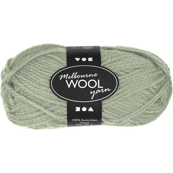 Filato di lana Melbourne, L: 92 M, verde chiaro, 50 g/ 1 gom.