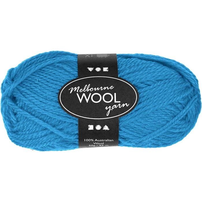 Filato di lana Melbourne, L: 92 M, azzurro, 50 g/ 1 gom.