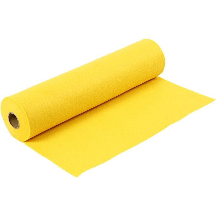 Feltro artigianale, L: 45 cm, spess. 1,5 mm, 180-200 g, giallo, 5 m/ 1 rot.