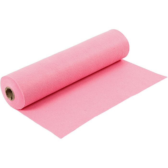 Feltro artigianale, L: 45 cm, spess. 1,5 mm, 180-200 g, rosa, 5 m/ 1 rot.