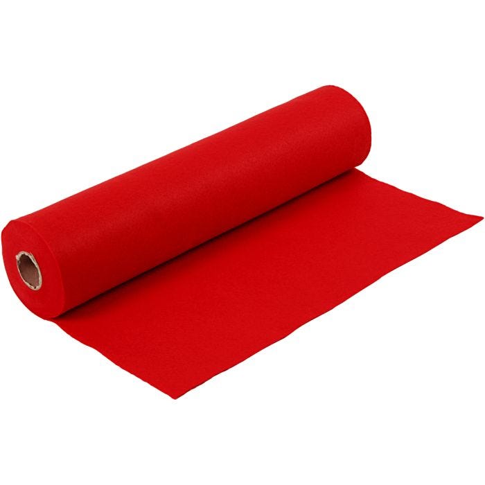 Feltro artigianale, L: 45 cm, spess. 1,5 mm, 180-200 g, rosso, 5 m/ 1 rot.